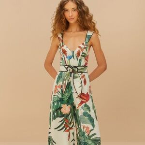 Farm Rio Off-White Midnight Macaw Fiesta LENZING™ ECOVERO™ Euroflax™ Jumpsuit XL